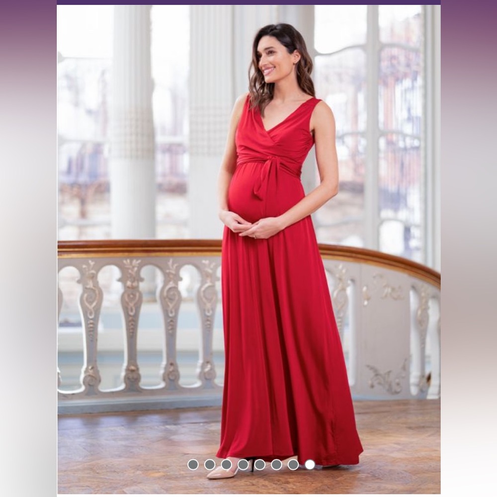 Red Maternity and Nursing Evening Dress